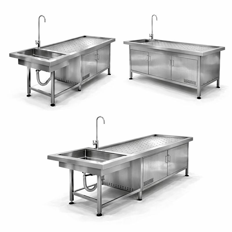 Otopsi & Diseksiyon Masası (Evyeli) | Paslanmaz, Dolaplı, Drenajlı