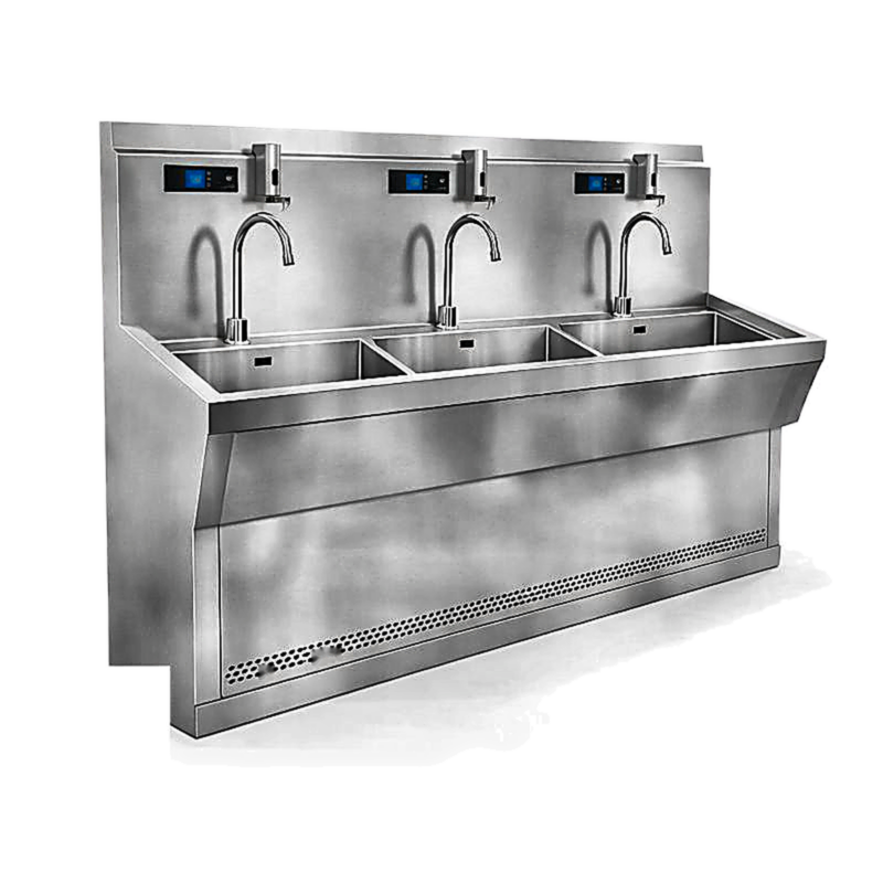 3 Gözlü Doktor El Yıkama Ünitesi | Sensörlü, Dezenfektanlı Paslanmaz