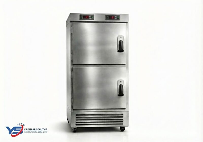 Yeni nesil 2 hücreli üstten yüklemeli morg ünitesi: bağımsız soğutma, sensörlü LED, opsiyonel UV ve arka servis erişimiyle maksimum hijyen, düşük işletme maliyeti.