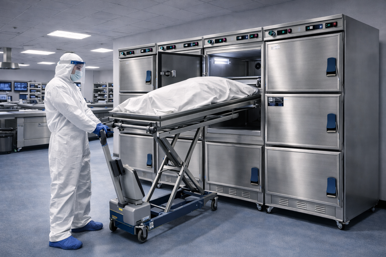 Adli Tıp İçin Hastane Ekipmanları, Morg Dolabı ve Soğutma Sistemleri morg dolabı + gasil masası