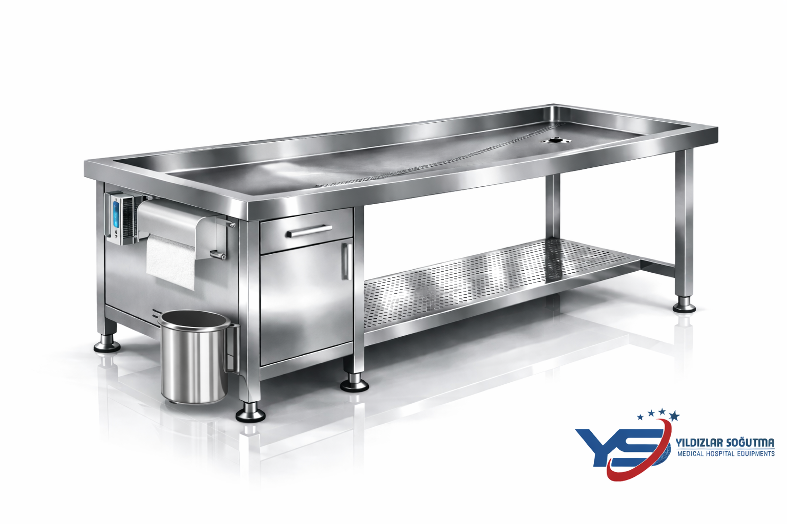 Profesyonel teneşir masası cenaze yıkama ünitesi Endüstriyel gasil masası drenaj sistemli model